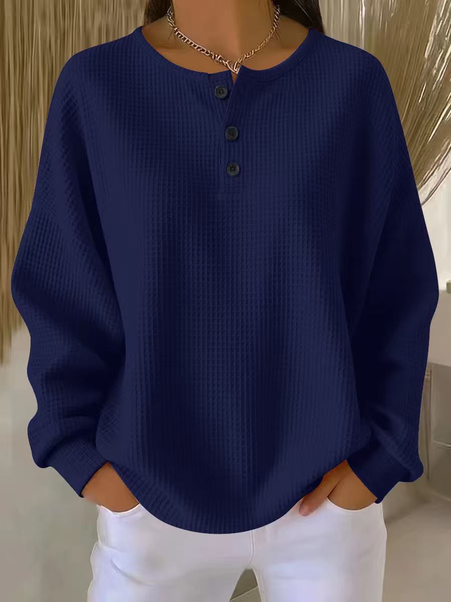 Knit Sweatshirt in Dark Blue – Wilhelmina by Maravesse