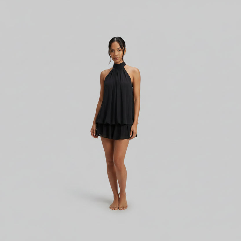 Polka Mini Dress in Black – Brigitte by Maravesse