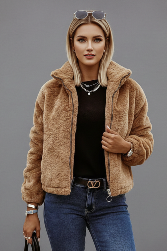 Sherpa Coat in Camel – Noor by Maravesse