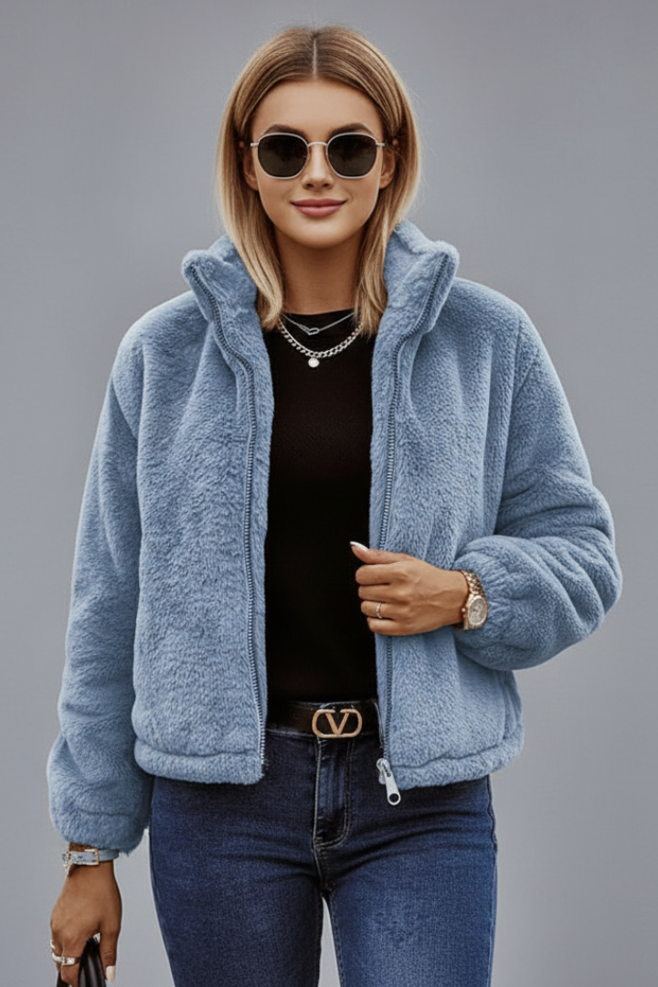 Sherpa Coat in Light Blue – Noor by Maravesse