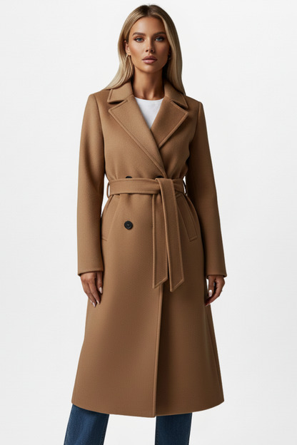 Wool Belted Coat in Khaki – Rosa by Maravesse
