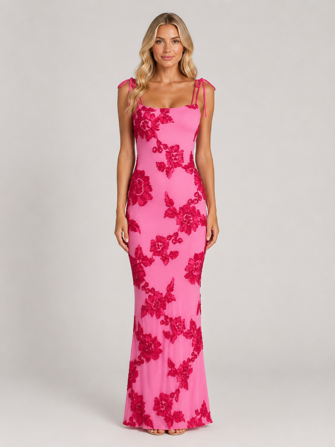 Floral Embroidered Gown in Pink – Orla by Maravesse