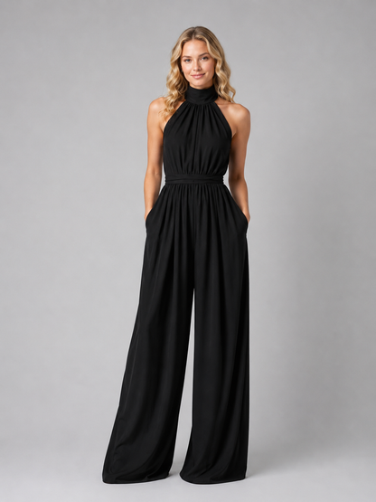 Halter Jumpsuit in Black – Giselle by Maravesse