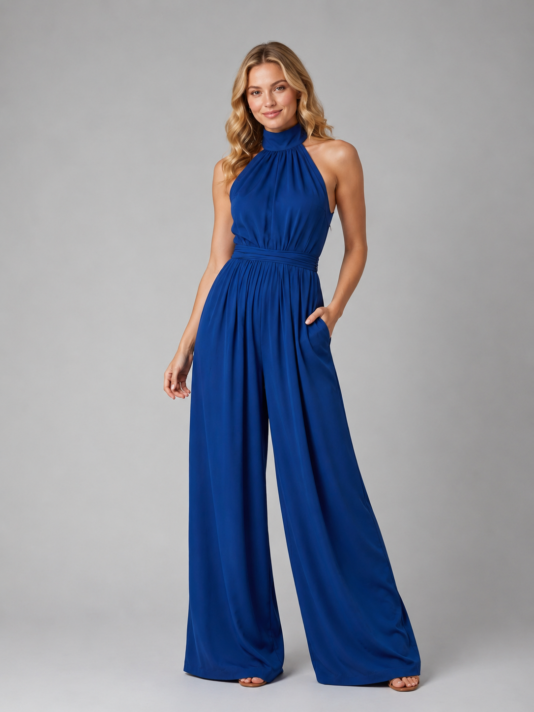 Halter Jumpsuit in Navy – Giselle by Maravesse