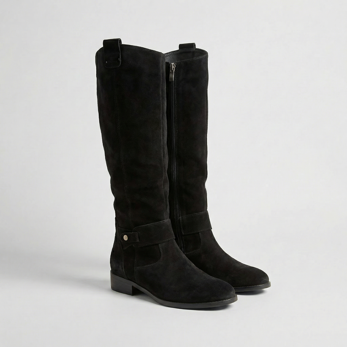Knee High Suede Boots in Black – Estelle by Maravesse