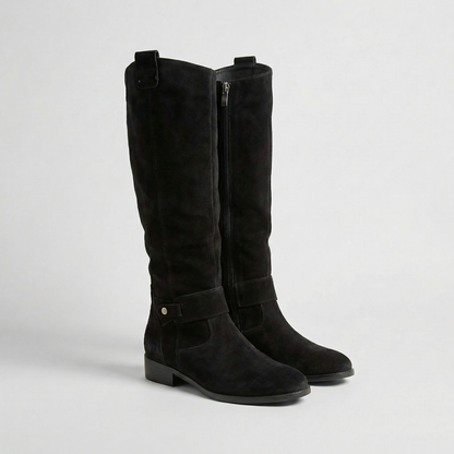 Knee High Suede Boots in Black – Estelle by Maravesse