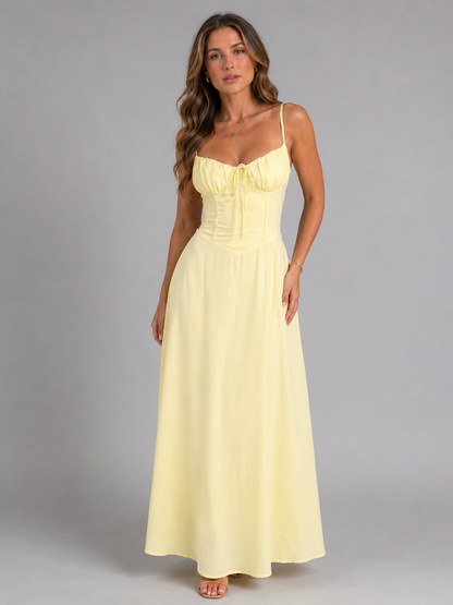 Corset Strappy Maxi Dress in Yellow – Ylva by Maravesse