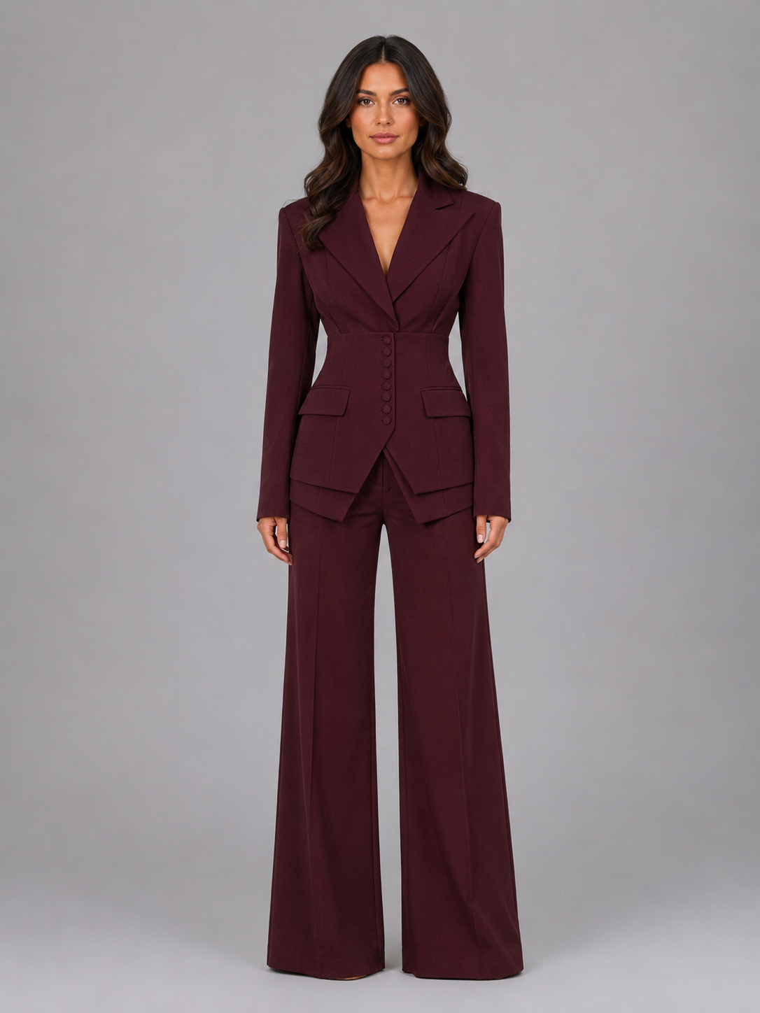 Tailored Suit in Burgundy – Valentina by Maravesse