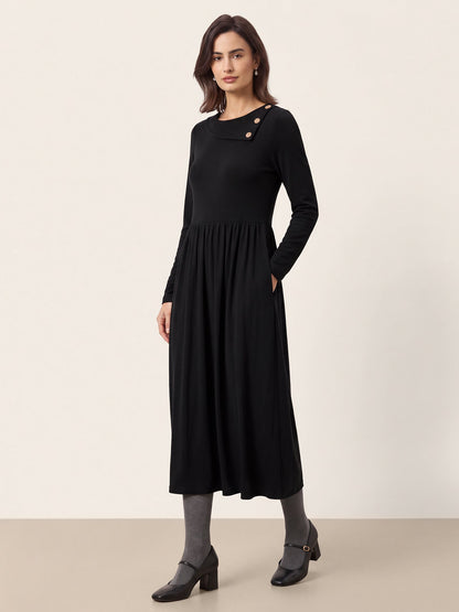Pleated Wool Midi Dress – Celestine by Maravesse (25)