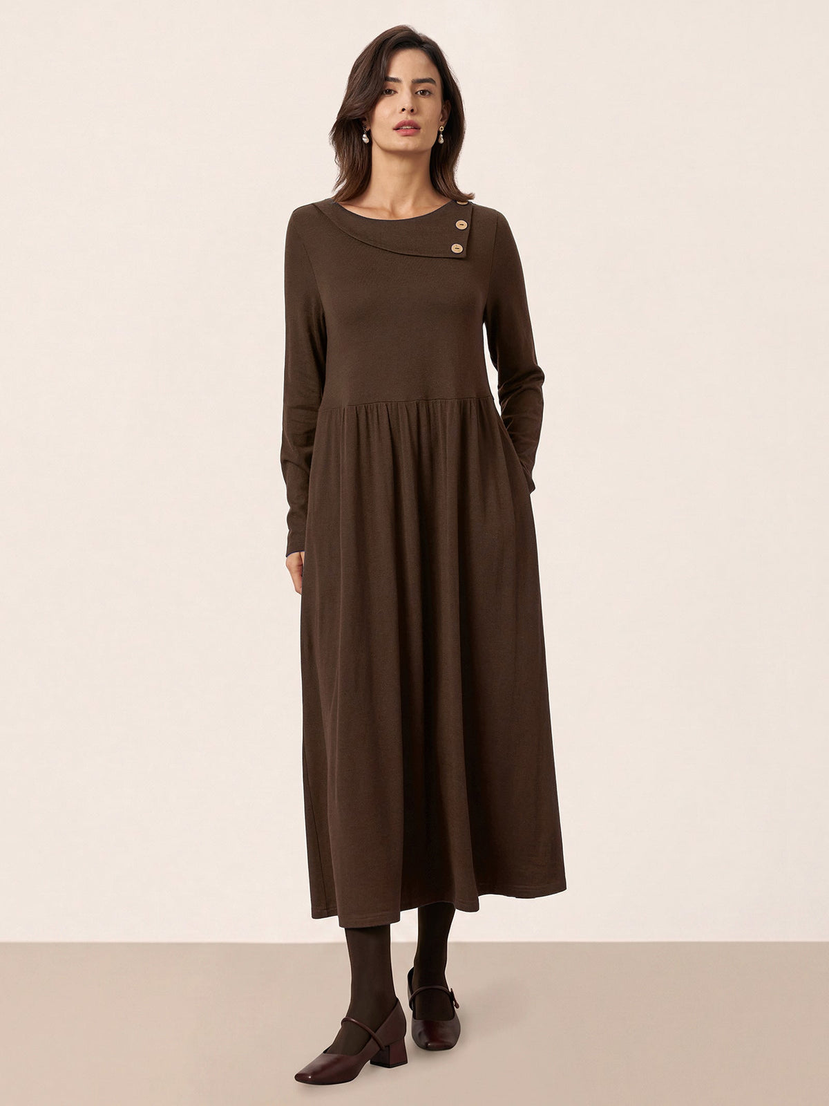 Pleated Wool Midi Dress – Celestine by Maravesse (22)