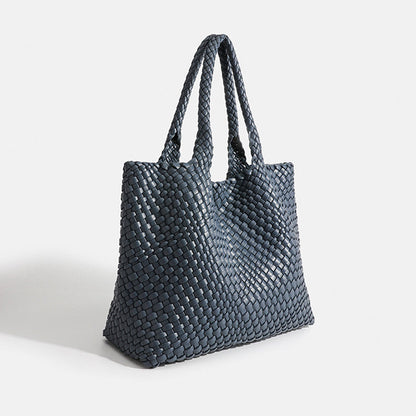 Chunky Leather Tote in Metal Gray – Giselle by Maravesse