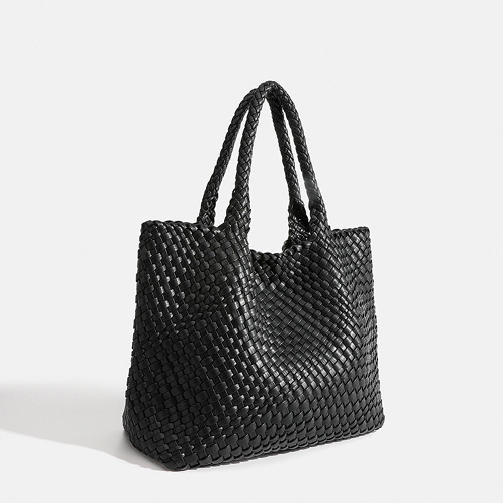 Chunky Leather Tote in Black – Giselle by Maravesse
