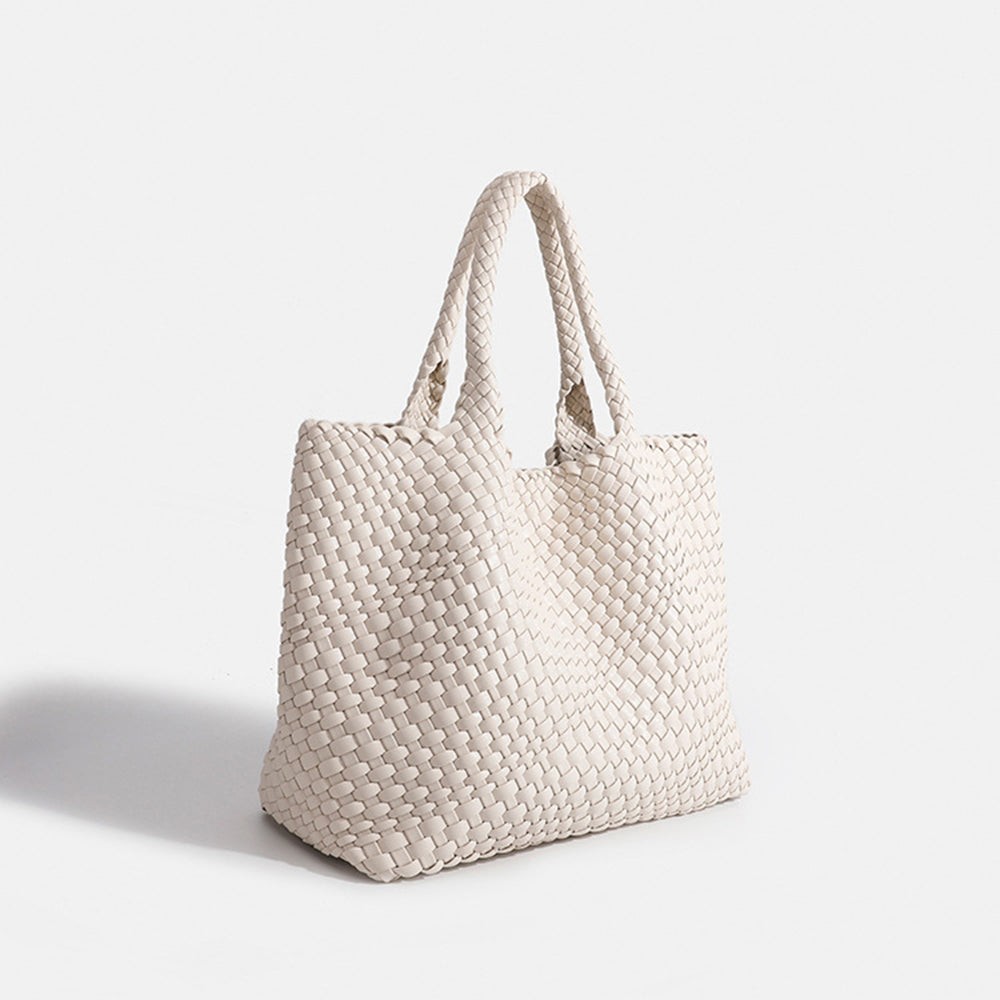 Chunky Leather Tote in Off-White – Giselle by Maravesse
