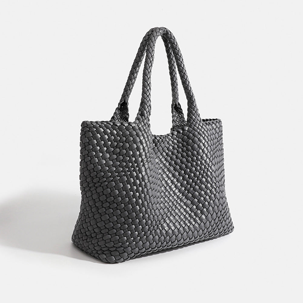Chunky Leather Tote in Dark Gray – Giselle by Maravesse