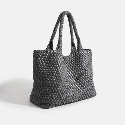 Chunky Leather Tote in Dark Gray – Giselle by Maravesse