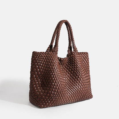 Chunky Leather Tote in Coffee Brown – Giselle by Maravesse