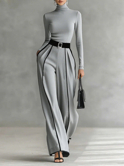 Turtleneck Co-ord Set in Gray – Georgiana by Maravesse