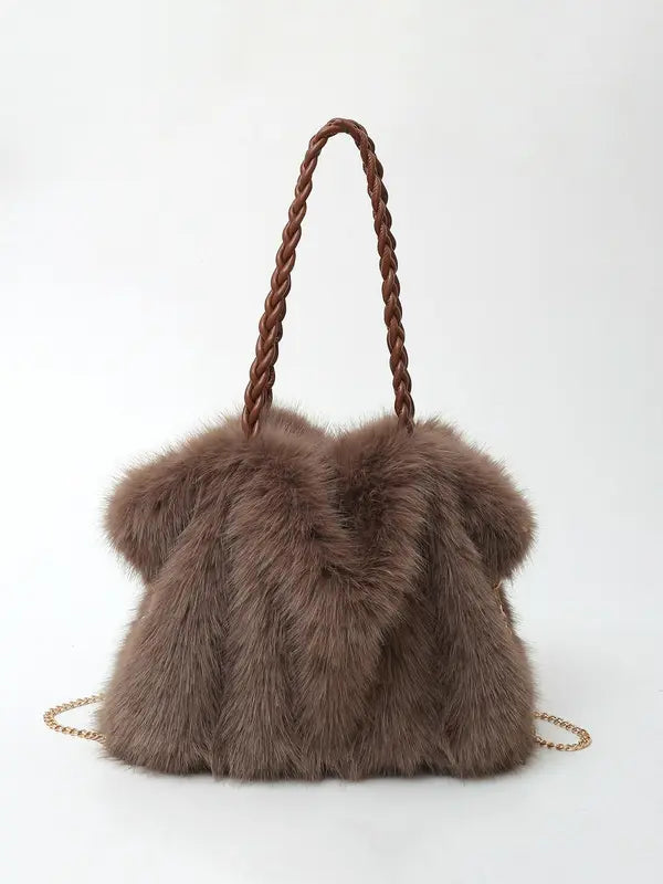 Velvet Tote in Brown – Imogen by Maravesse