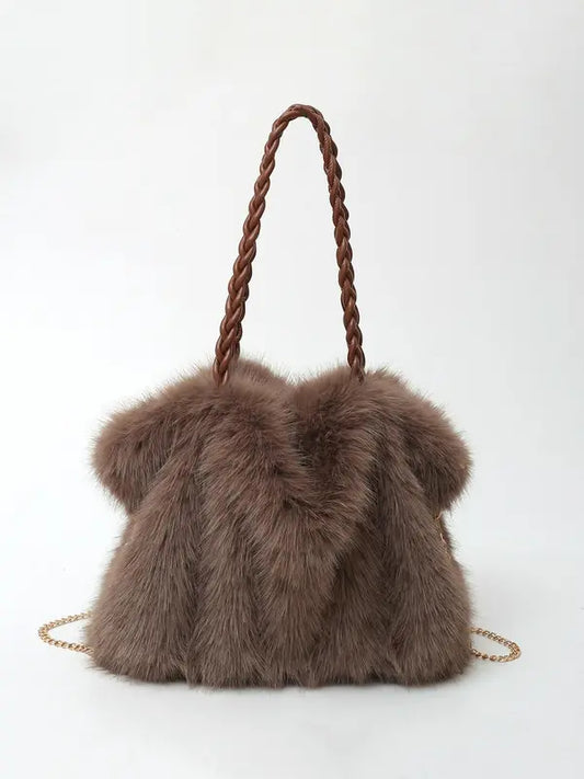 Velvet Tote in Brown – Imogen by Maravesse