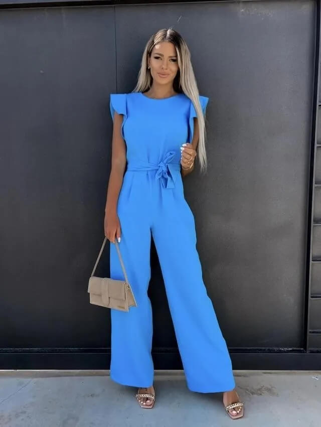 Belted Jumpsuit in Blue – Amara by Maravesse