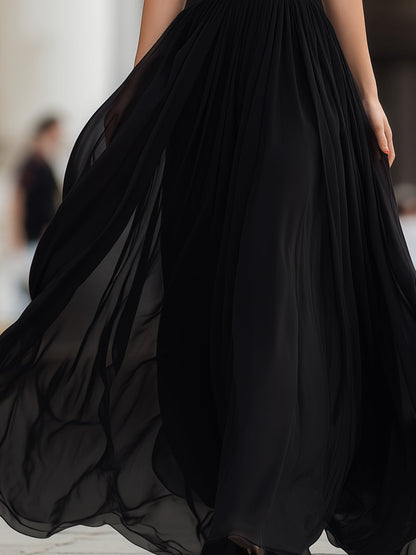 Pleated Chiffon Maxi Dress – Liva by Maravesse (4)