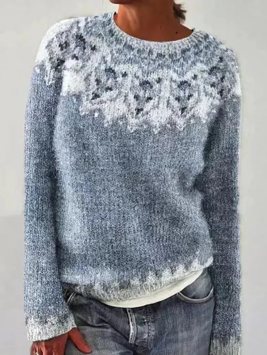 Cable Knit Jumper in Sky Blue/White – Seraphina by Maravesse
