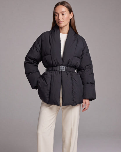 Belted Puffer Jacket in Black – Florence by Maravesse