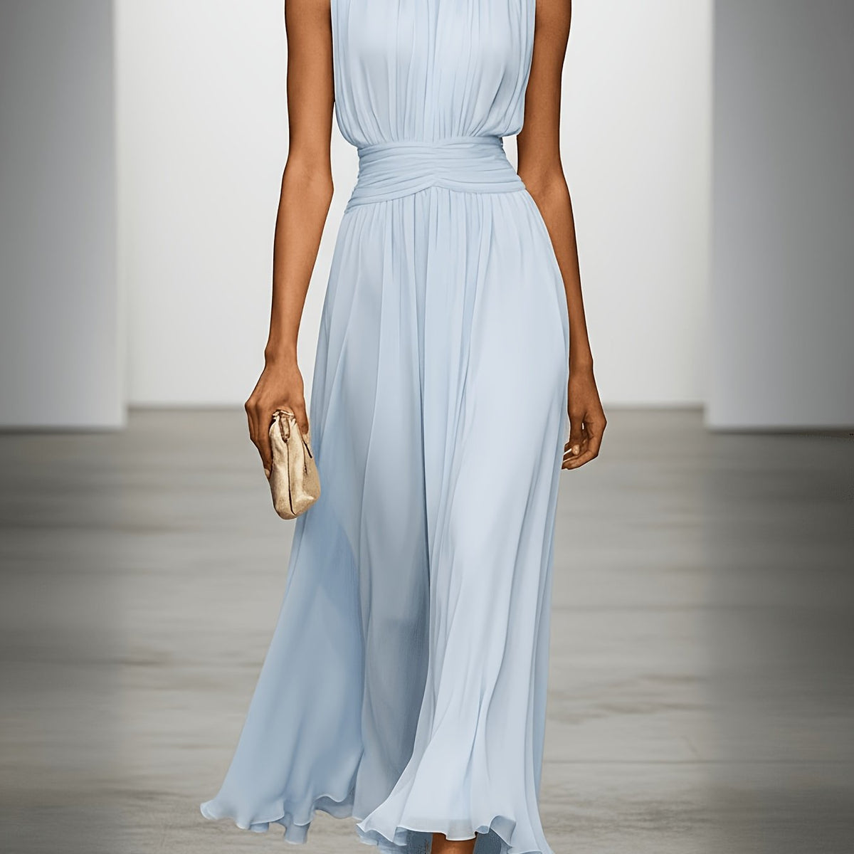 Pleated Ruched Maxi Dress – Lucille by Maravesse (8)