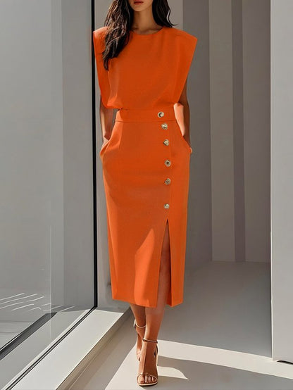 Dress in Mandarin orange – Blanche by Maravesse