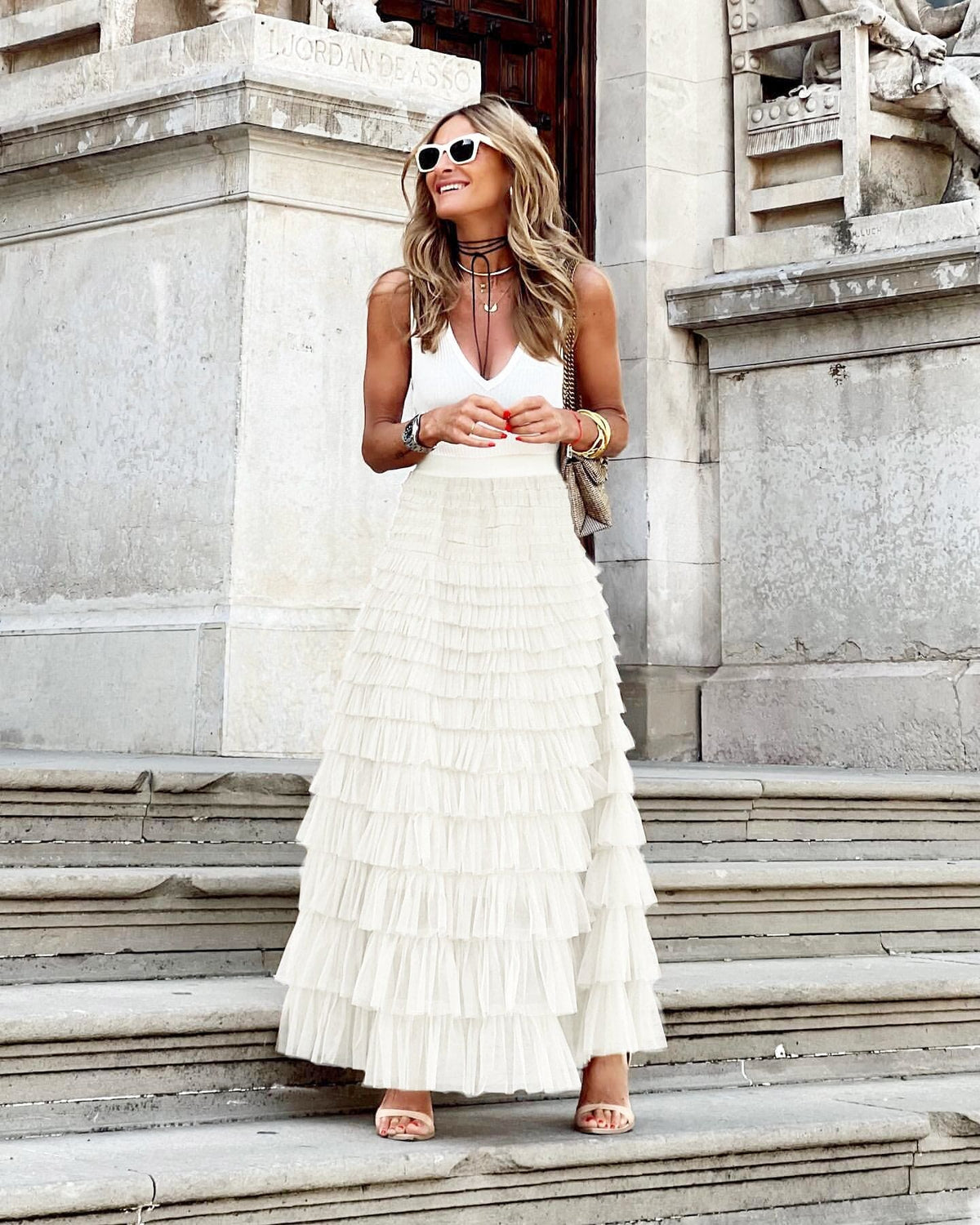 A-Line Tulle Skirt in White – Isolde by Maravesse