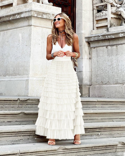 A-Line Tulle Skirt in White – Isolde by Maravesse