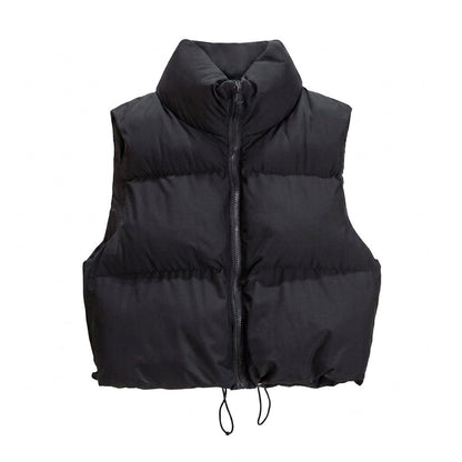 Quilted Cropped Puffer Jacket in Black – Ottilie by Maravesse