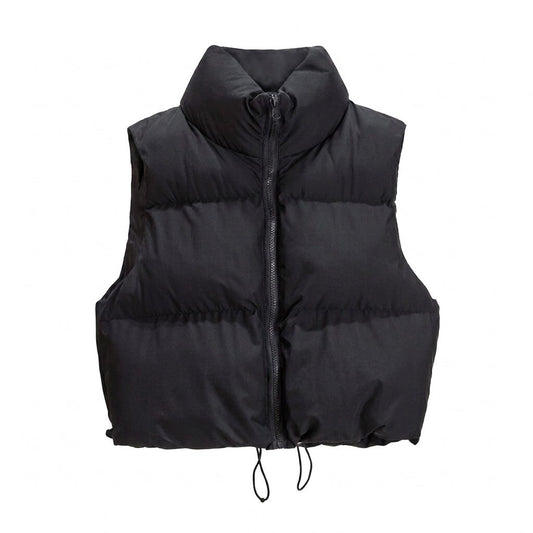 Quilted Cropped Puffer Jacket in Black – Ottilie by Maravesse