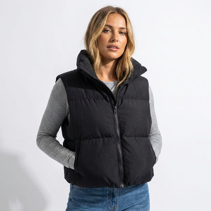Quilted Cropped Puffer Jacket – Ottilie by Maravesse (2)