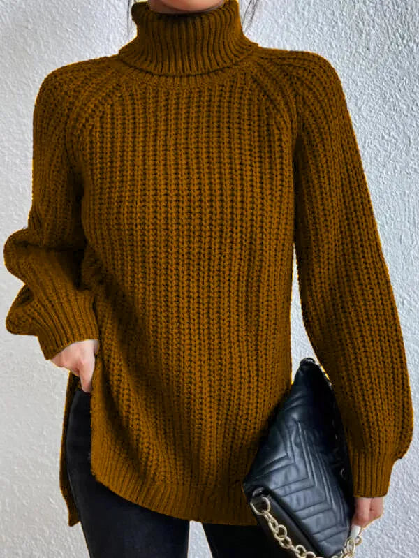 Turtleneck Jumper in Dark brown – Noa by Maravesse