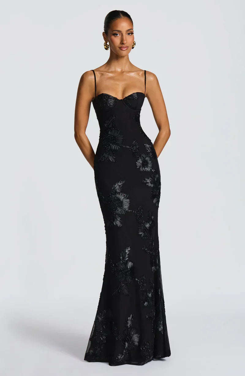Corset Floral Maxi Dress in Black – Estelle by Maravesse
