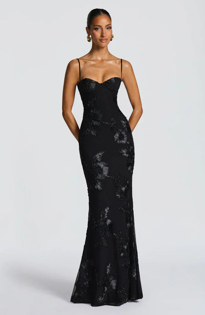 Corset Floral Maxi Dress in Black – Estelle by Maravesse