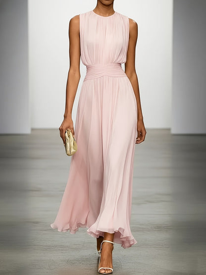 Pleated Ruched Maxi Dress in Pink – Lucille by Maravesse