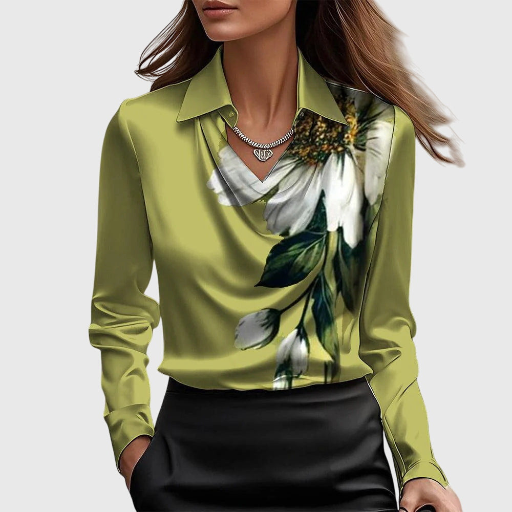 Pleated Pleated Blouse in Green – Theodora by Maravesse
