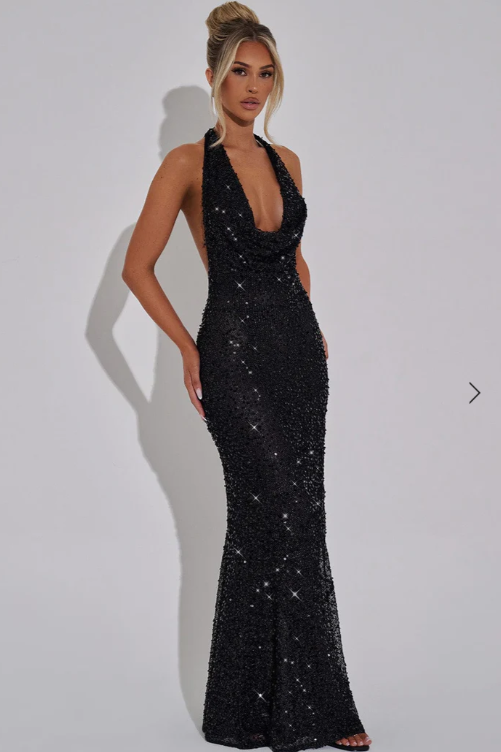 Sequin Halter Maxi Dress in Black – Zara by Maravesse