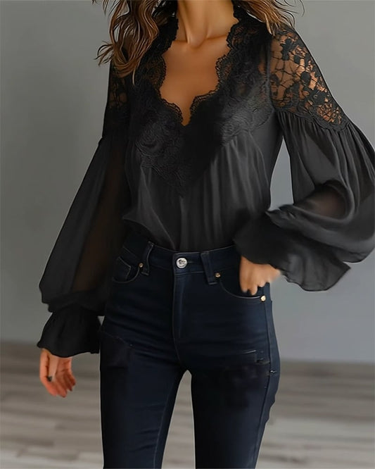 Lace Blouse in Black – Imogen by Maravesse