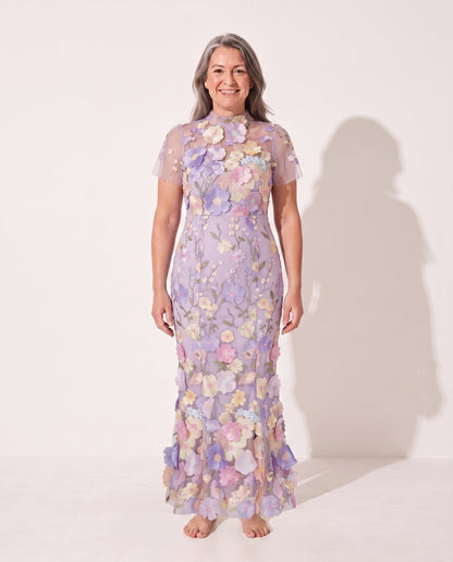 Floral Midi Dress in Purple – Anouk by Maravesse
