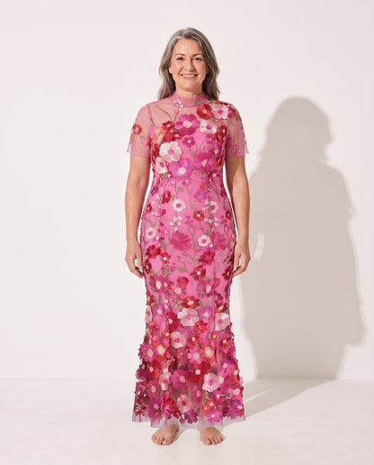 Floral Midi Dress in Pink – Anouk by Maravesse