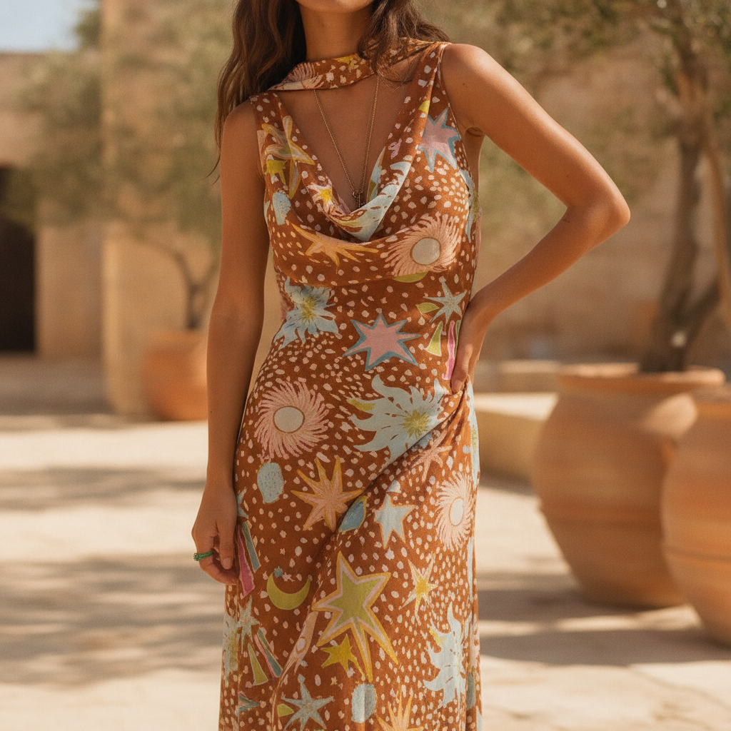 Halter Cowl Maxi Dress – Mirabel by Maravesse