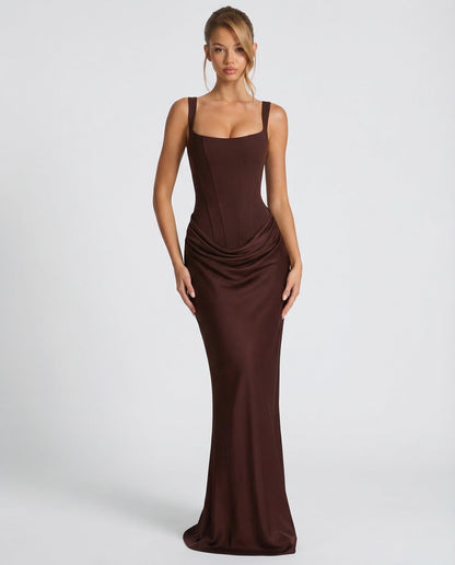 Hourglass Maxi Dress in Mocha – Celine by Maravesse