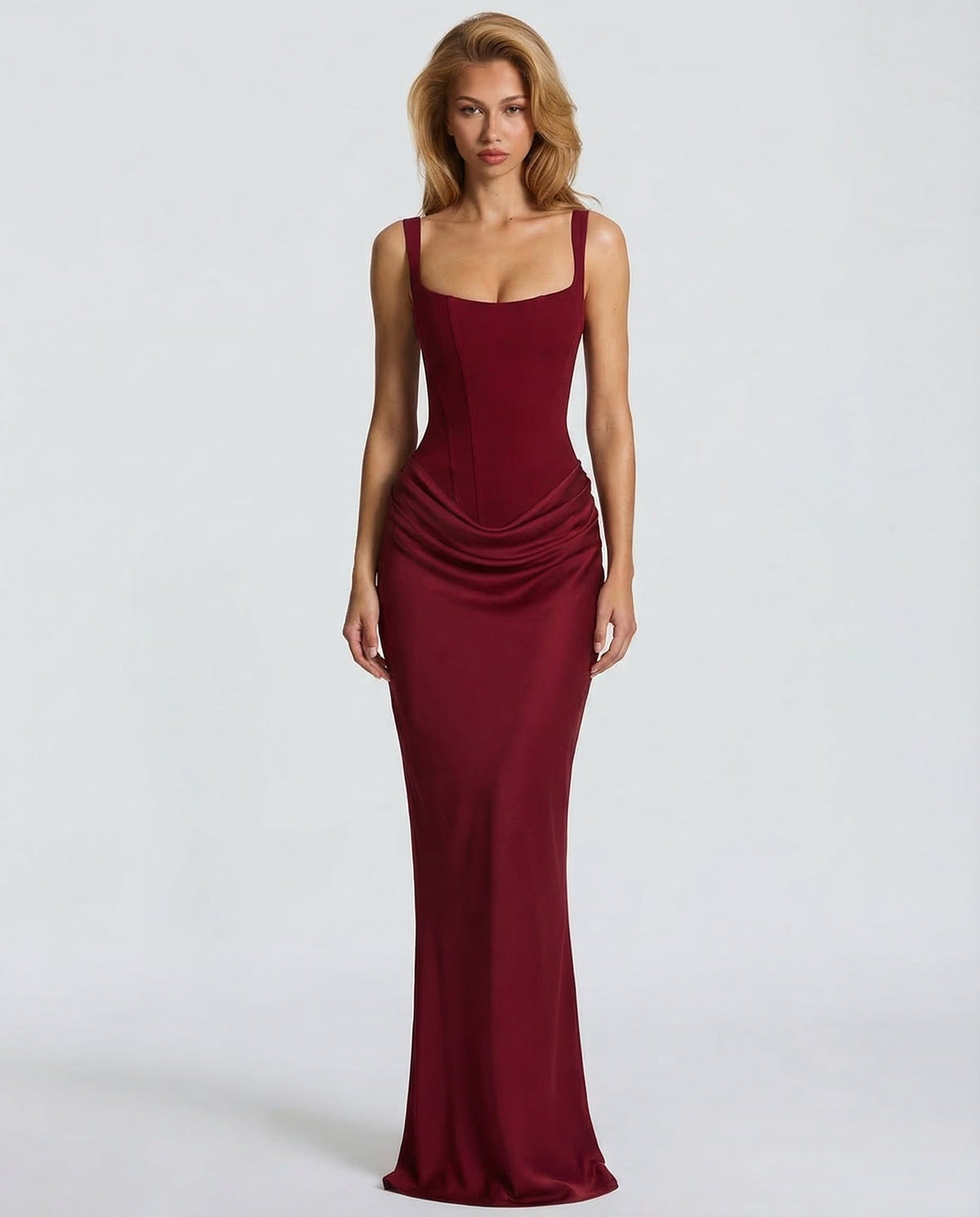 Hourglass Maxi Dress in Burgundy – Celine by Maravesse