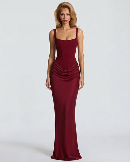 Hourglass Maxi Dress in Burgundy – Celine by Maravesse