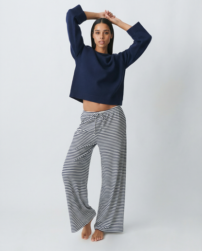 Striped Trousers in Navy Blue – Lavinia by Maravesse
