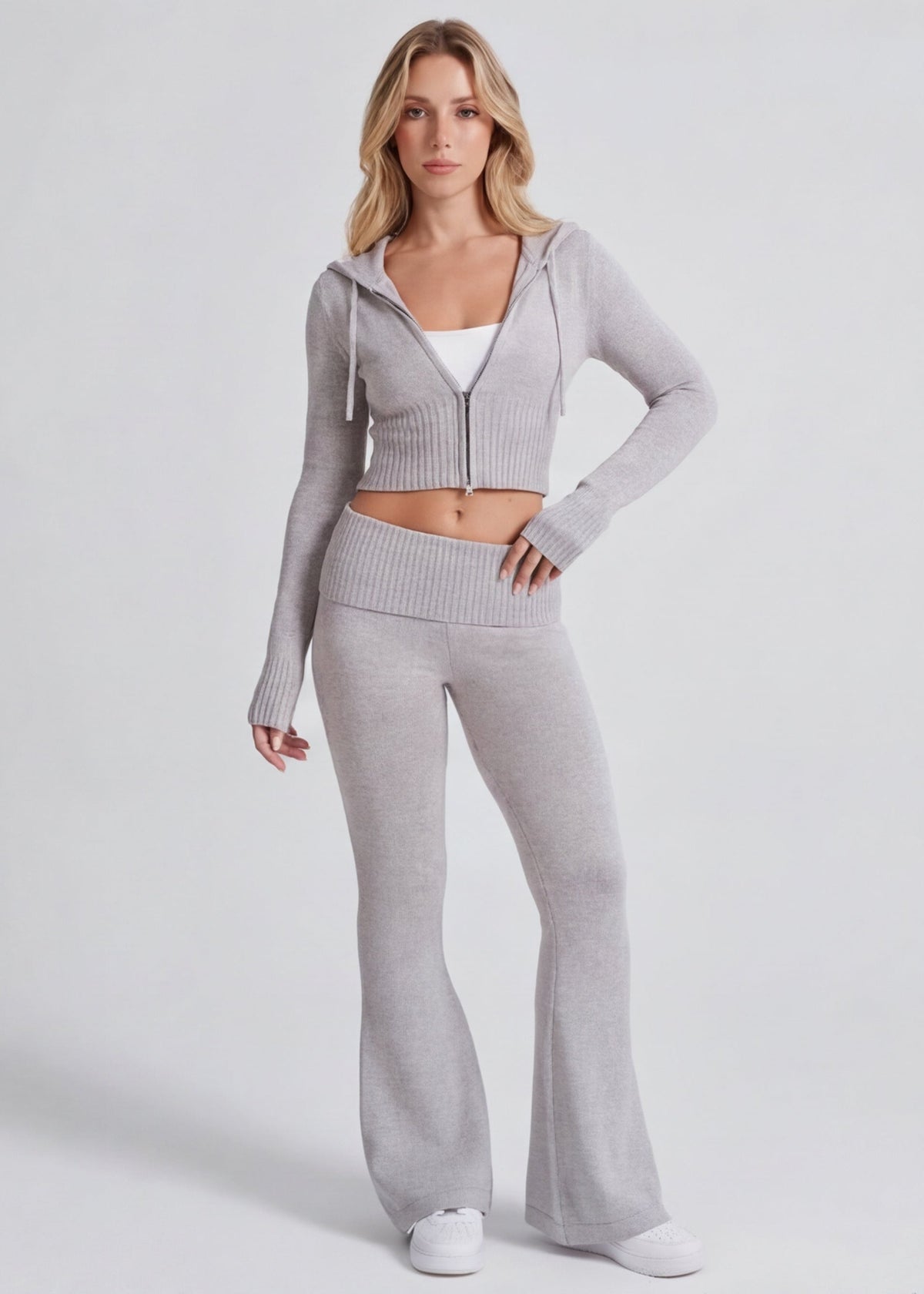 Knit Sleep Set in Light Grey – Mirabel by Maravesse