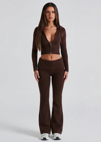 Knit Sleep Set in Dark Brown – Mirabel by Maravesse